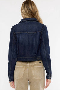 KanCan Front Patch Pocket Crop Jacket in denim - women's jacket - view 4