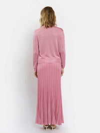 Maison Lurex Women's Pleated Skirt in malabar rose - women's skirt - alternate view
