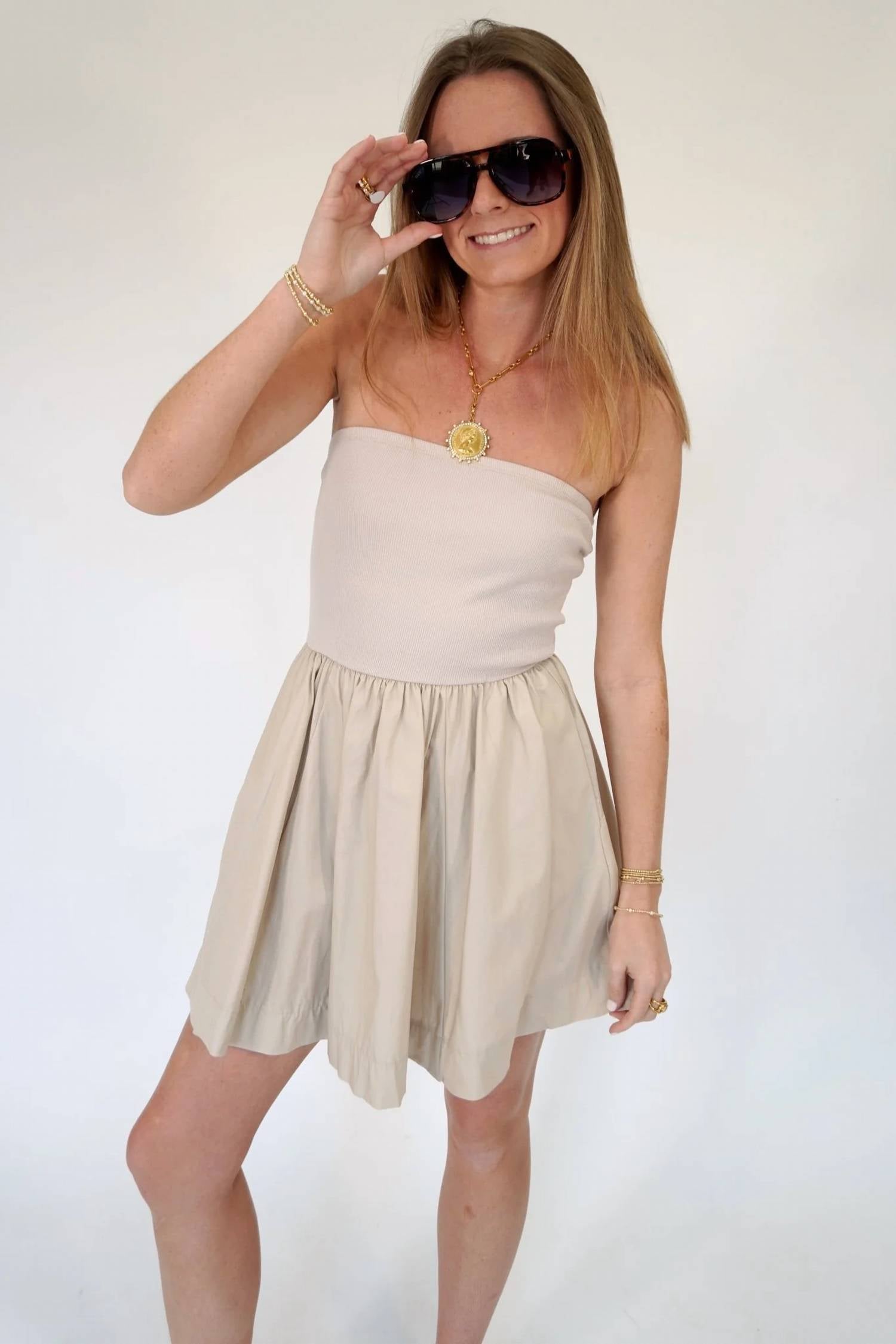 Zenana - Selena Mixed Media Fit And Flare Mini Dress