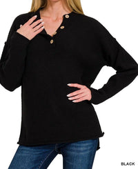 Zenana - Henley Basic Sweater