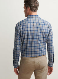 PETER MILLAR Whitecap Performance Flannel Shirt in blue haze - men's shirt - detail view