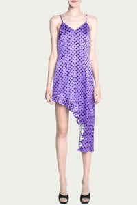 NEBULA ASYMMETRIC RUFFLED SILK DRESS