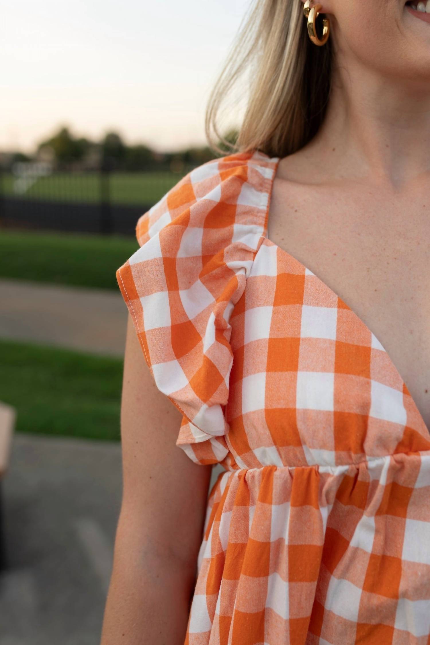 BiBi Give 'em 6 Checkered Mini Dress in orange - women's dress - view 4
