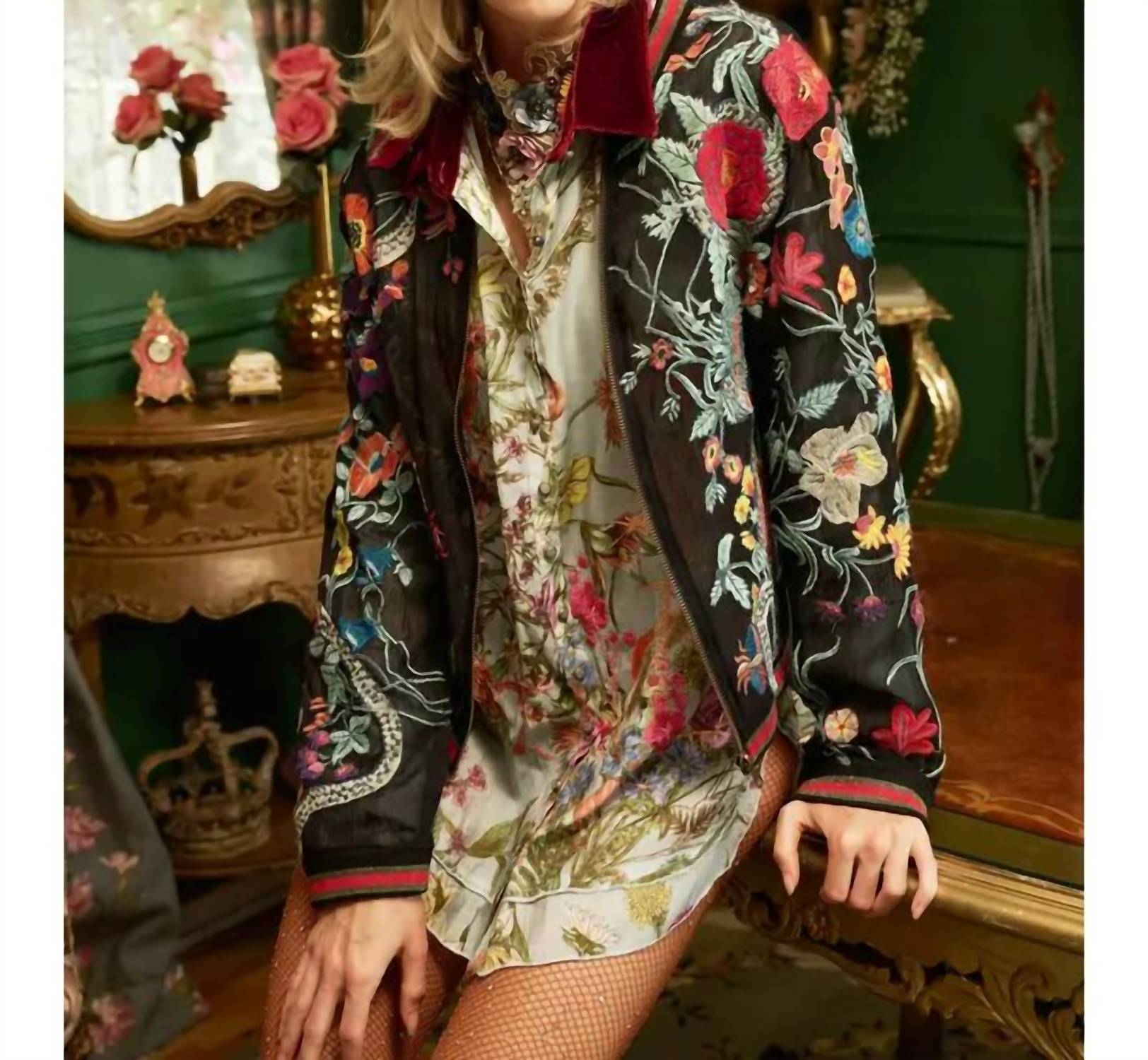 Aratta - Bellezza Embroidered Bomber Jacket