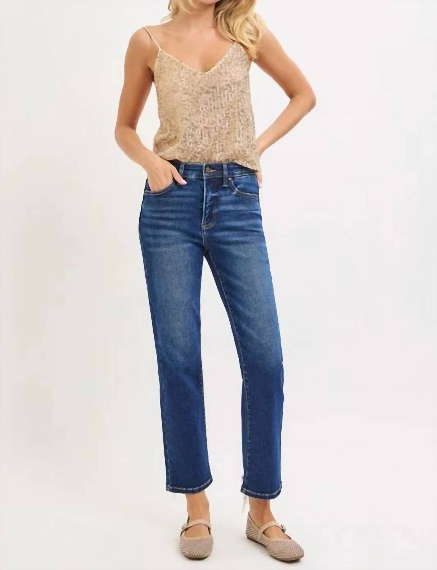Risen - Alexandria Tummy Control High Rise Crop Straight Jeans - Plus