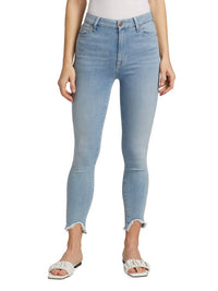 7 For All Mankind Ankle Skinny Frayed Wave Hem Jeans in maple - women's jeans