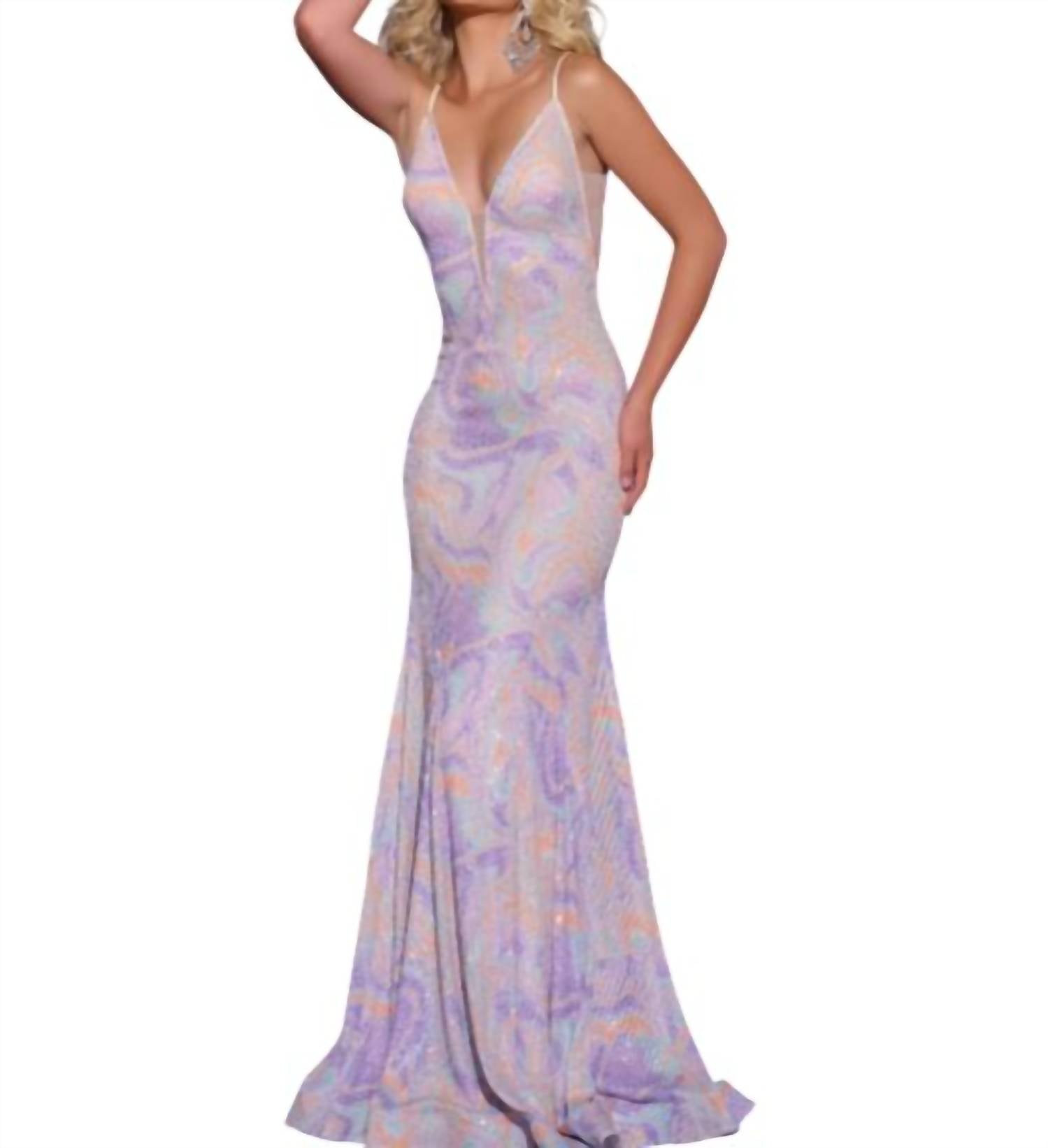 Jovani - V Neckline Mermaid Gown