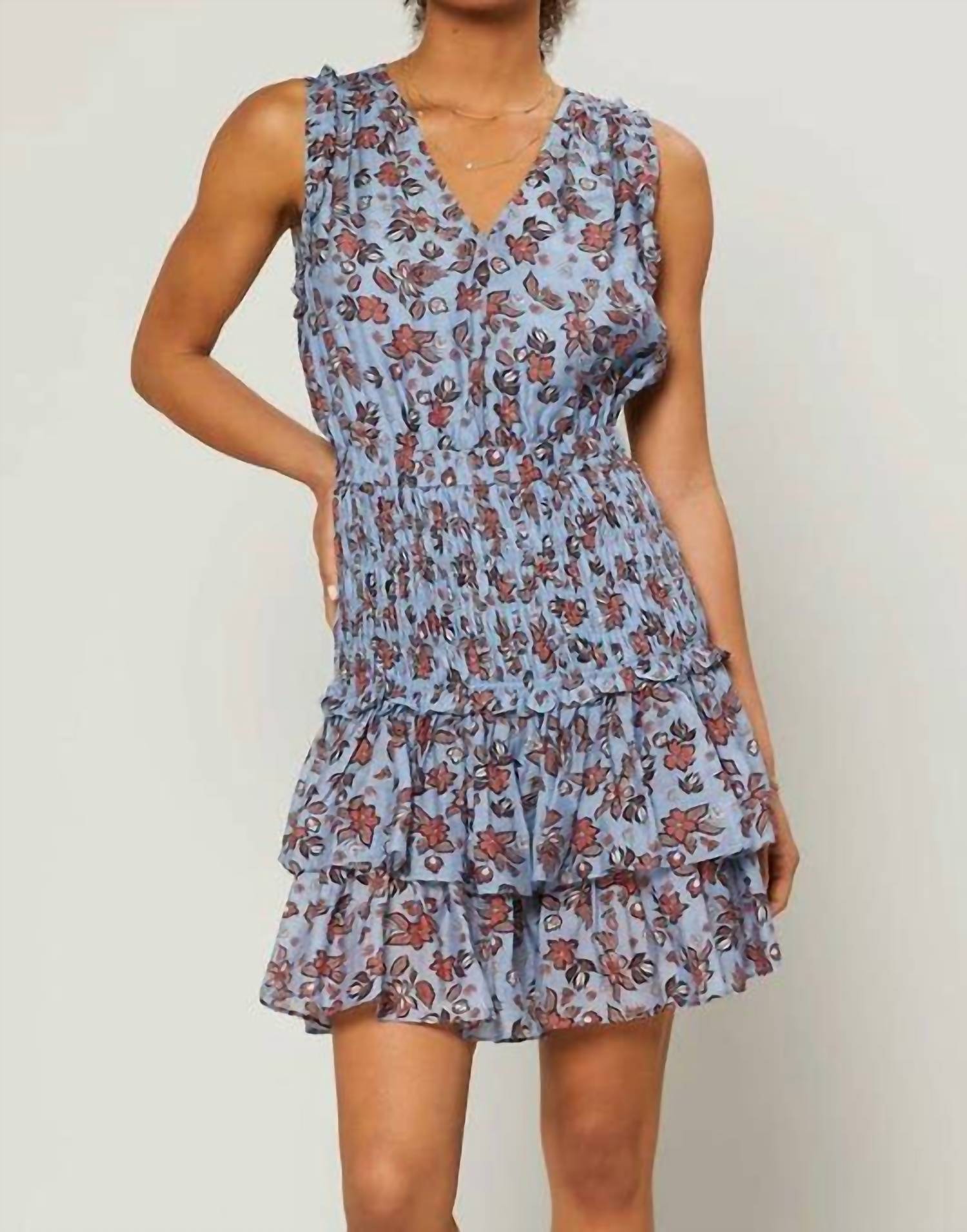 Current Air - Sleeveless V-neck Tiered Mini Dress