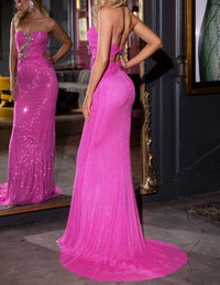 PORTIA&SCARLETT Bow-detailed Prom Gown in fuchsia - women's dress - detail view