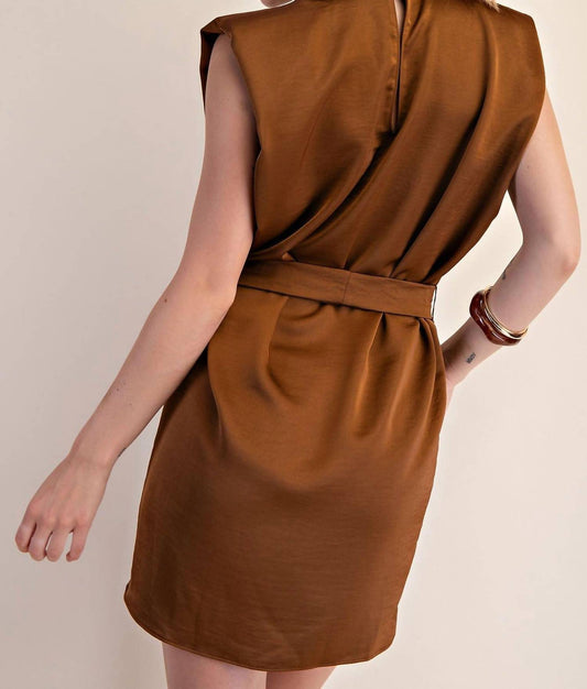 Glam - Mock Neck Satin Mini Dress