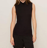 Sanctuary Essential Sleeveless Mock Neck Tank Top in black 1 - women's tank top