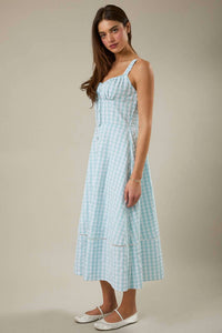 Sunday Edition - Sweetheart Shoulder Strap Front Button Down Midi Dress