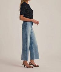 Favorite Daughter The Mischa Super High Rise Wide Leg Jean in santa barbara - women's jeans - detail view