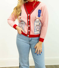 Gabriel + Simone - Champagne Bottle Patches Cardigan