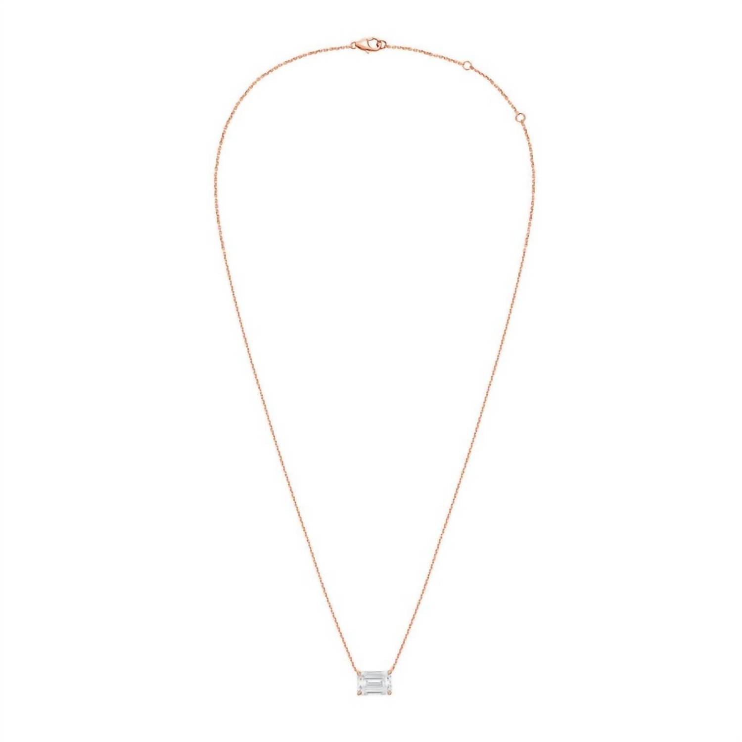 Diana M Jewels - Lab Grown East West Diamond Solitaire Pendant Necklace