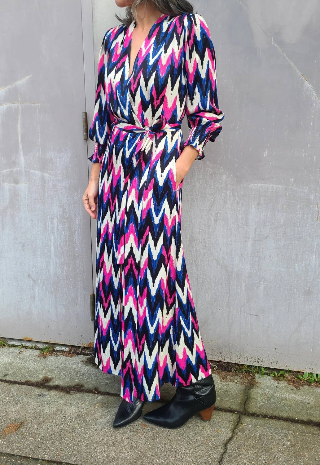 Vilagallo - Ikat Chevron Midi Dress