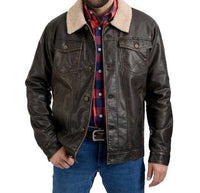Wrangler - Faux Leather Chest Pockets Sherpa Jacket