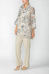 IC Collection Wire Collar Blouse With Black Detail in cream - women's blouse - alternate view