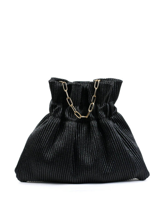 Street Level - Women's Ribbed Mini Evening Bag With Chain