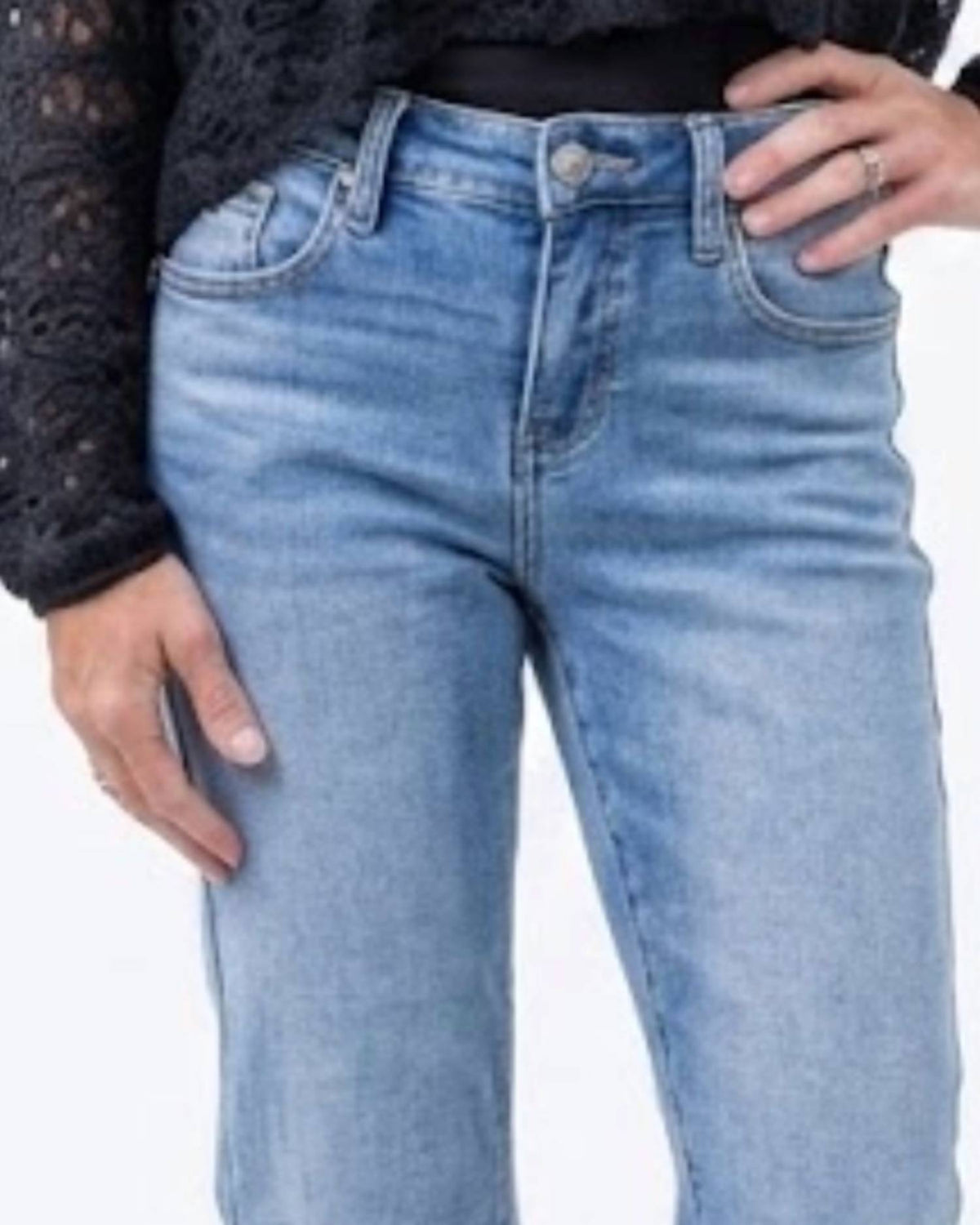 Risen - High Rise Crop Straight Jeans