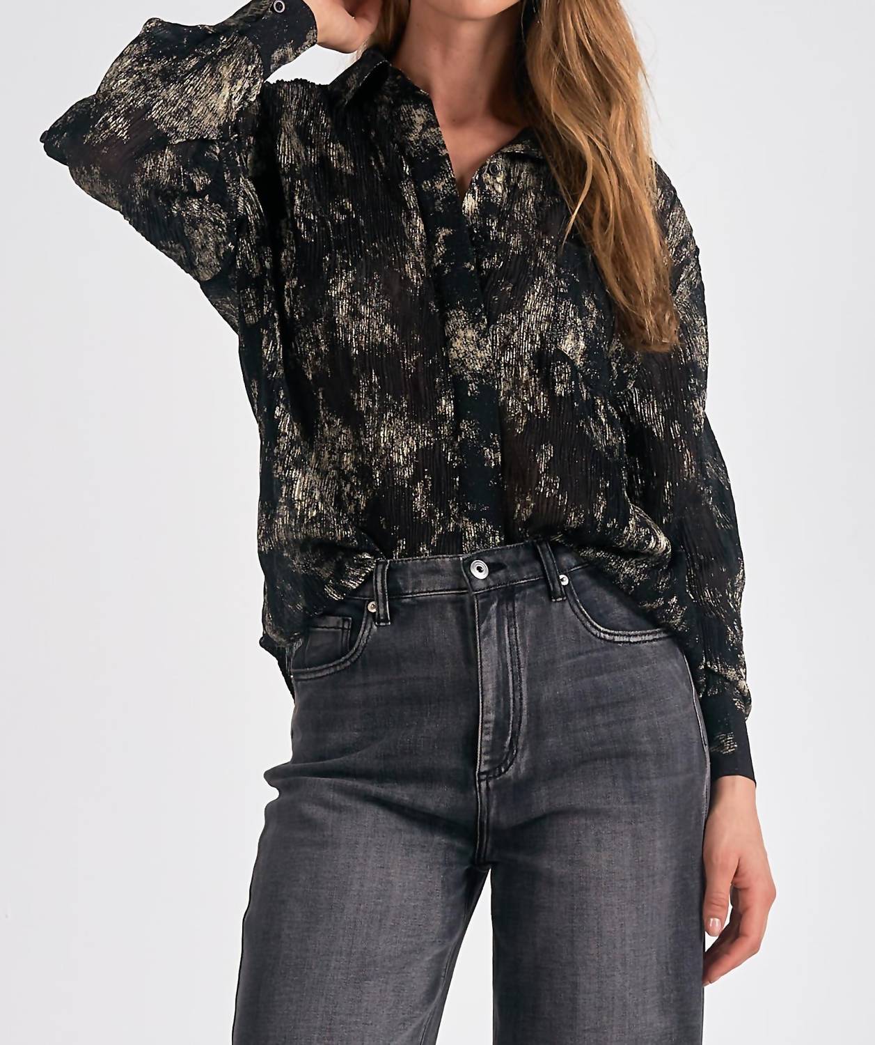 Elan - Shimmer Button Down Top