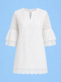 Tyler Boe Christa Eyelet Dress in white - women's dress - detail view