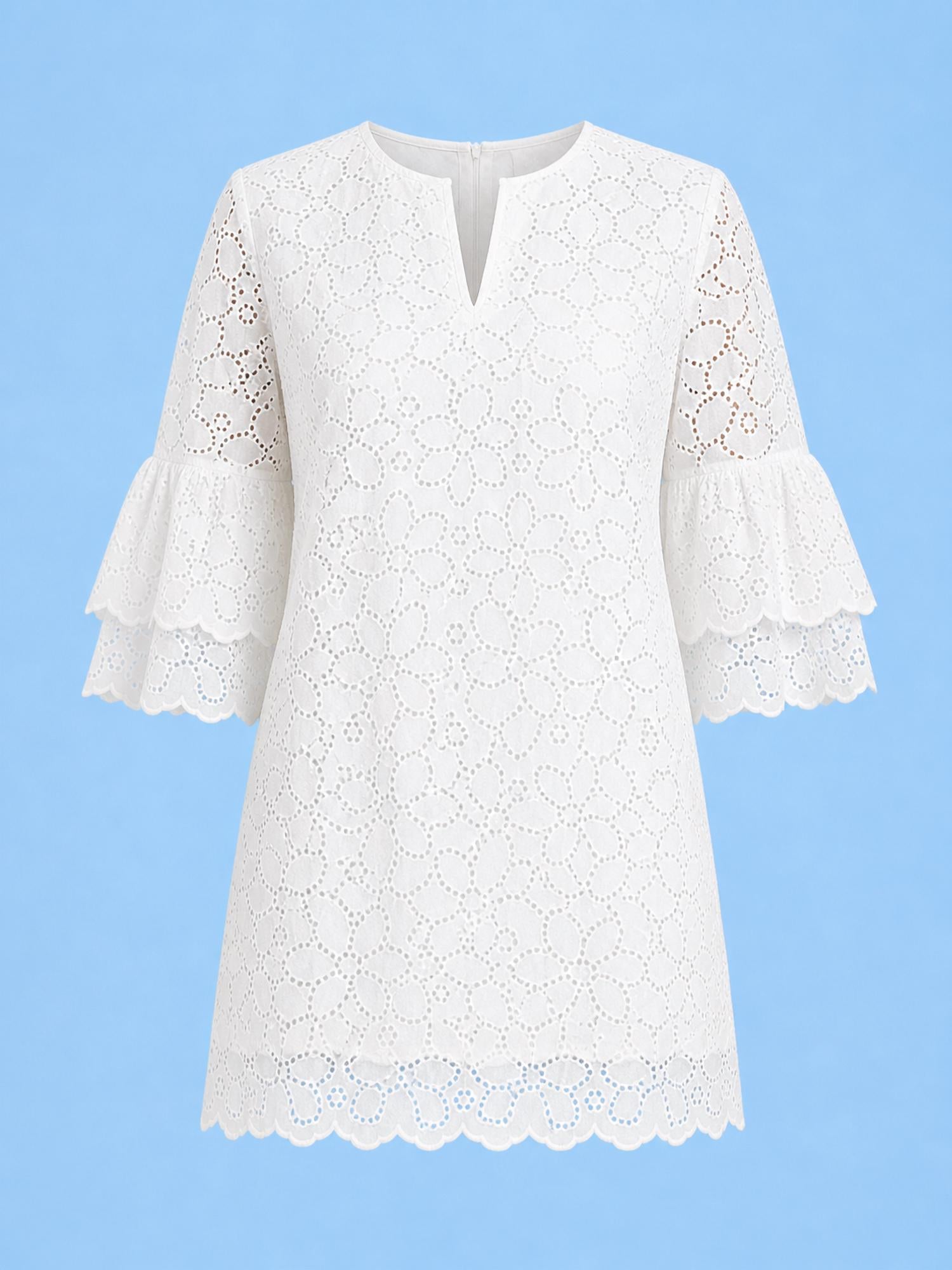 Tyler Boe Christa Eyelet Dress in white - women's dress - detail view