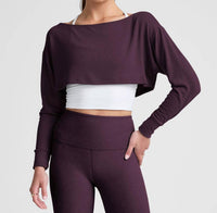 BEYOND YOGA Duet 2-way Convertible Shrug in eggplant purple - women's sweater