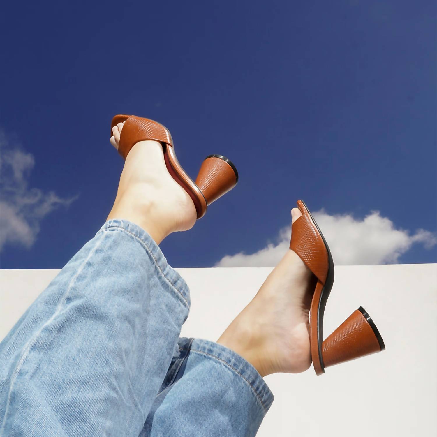 SHU SHOP Women's Enya Block Heel in brown lizard - women's heels - view 5