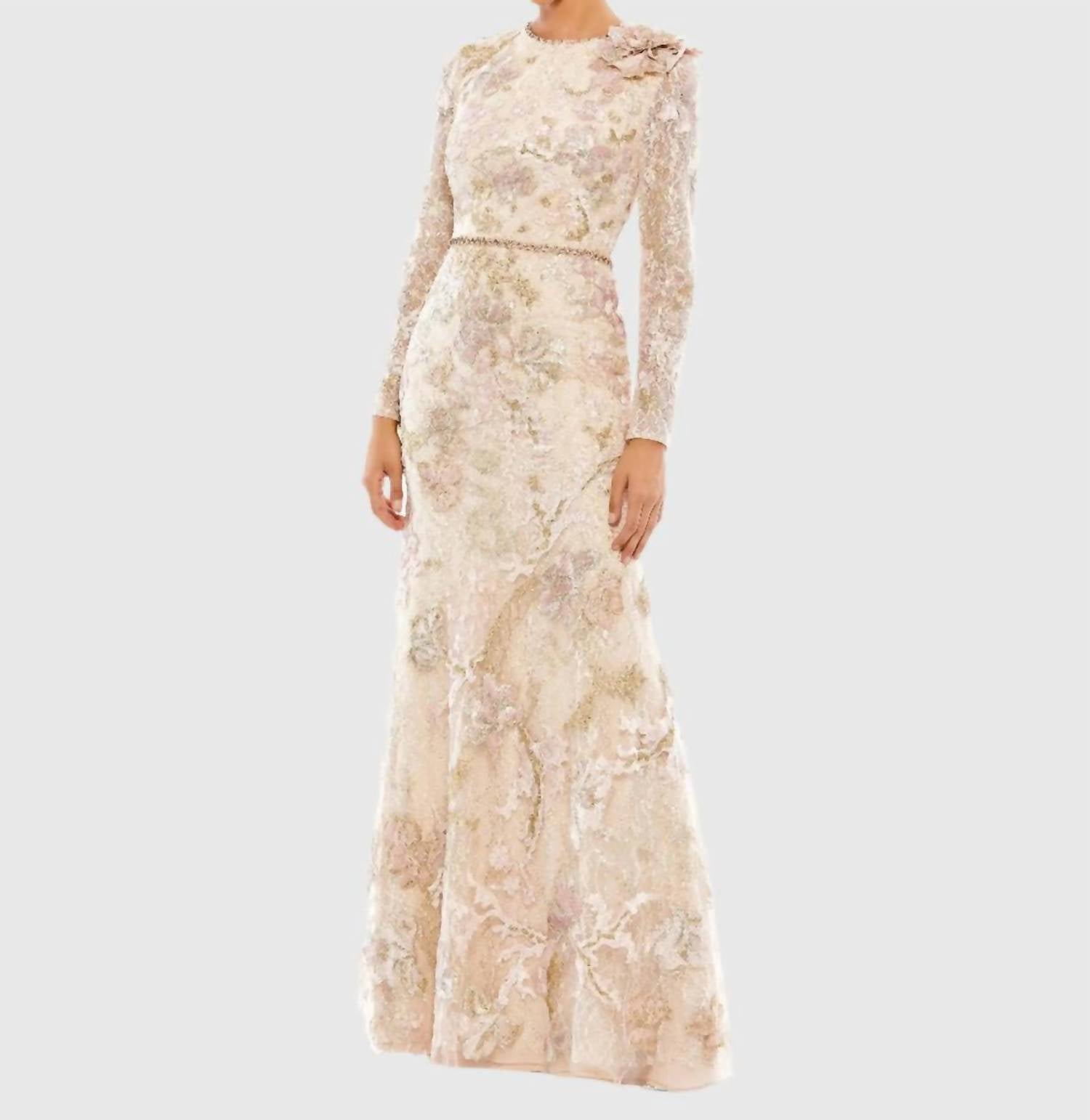 Mac Duggal - Embroidered Lace Trumpet Evening Dress