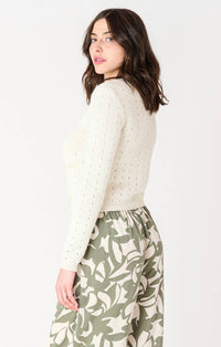 Dex - Pearl Detail Open Stitch Cardigan