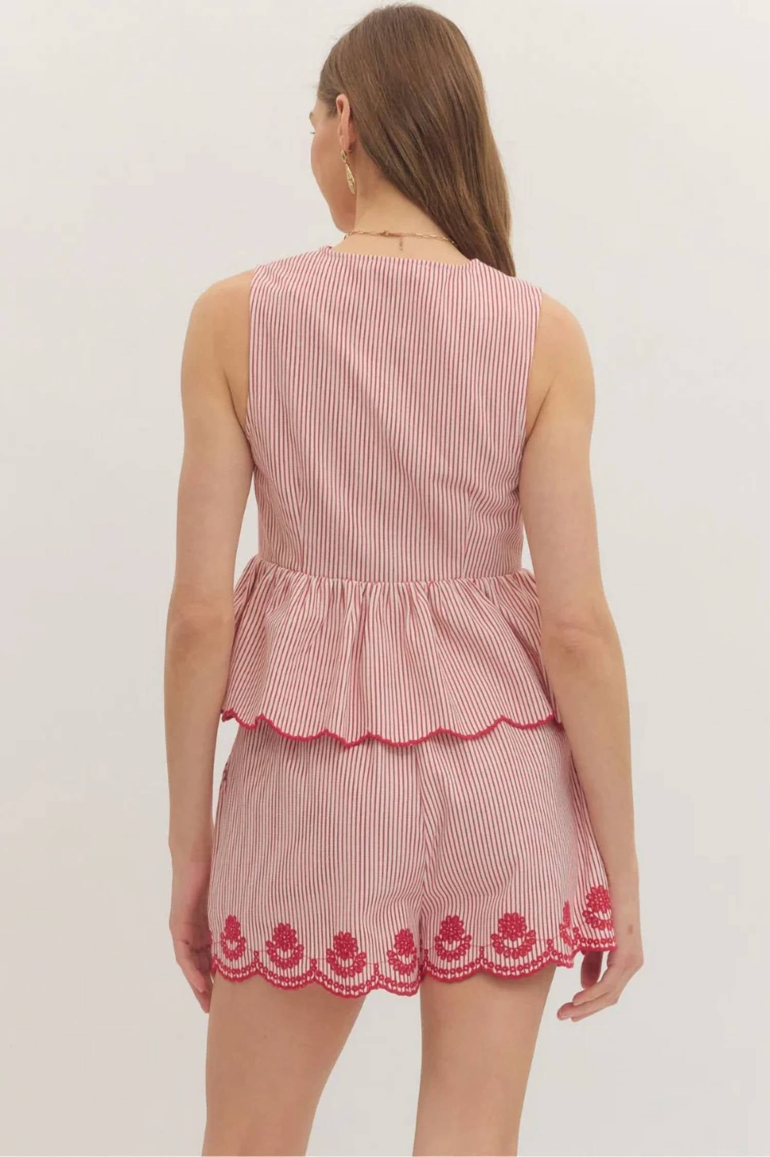Entro - Striped Peplum Cherry Set