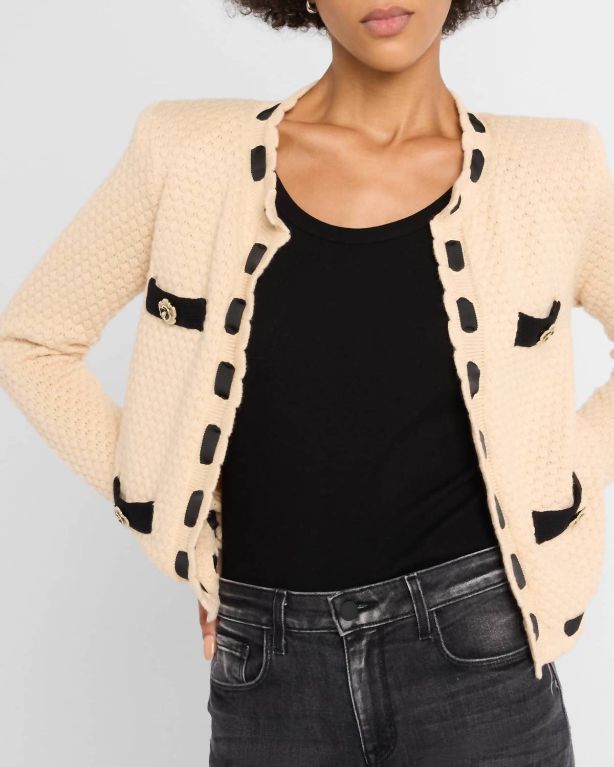 L'Agence - Astor Contrast Trim Cardigan