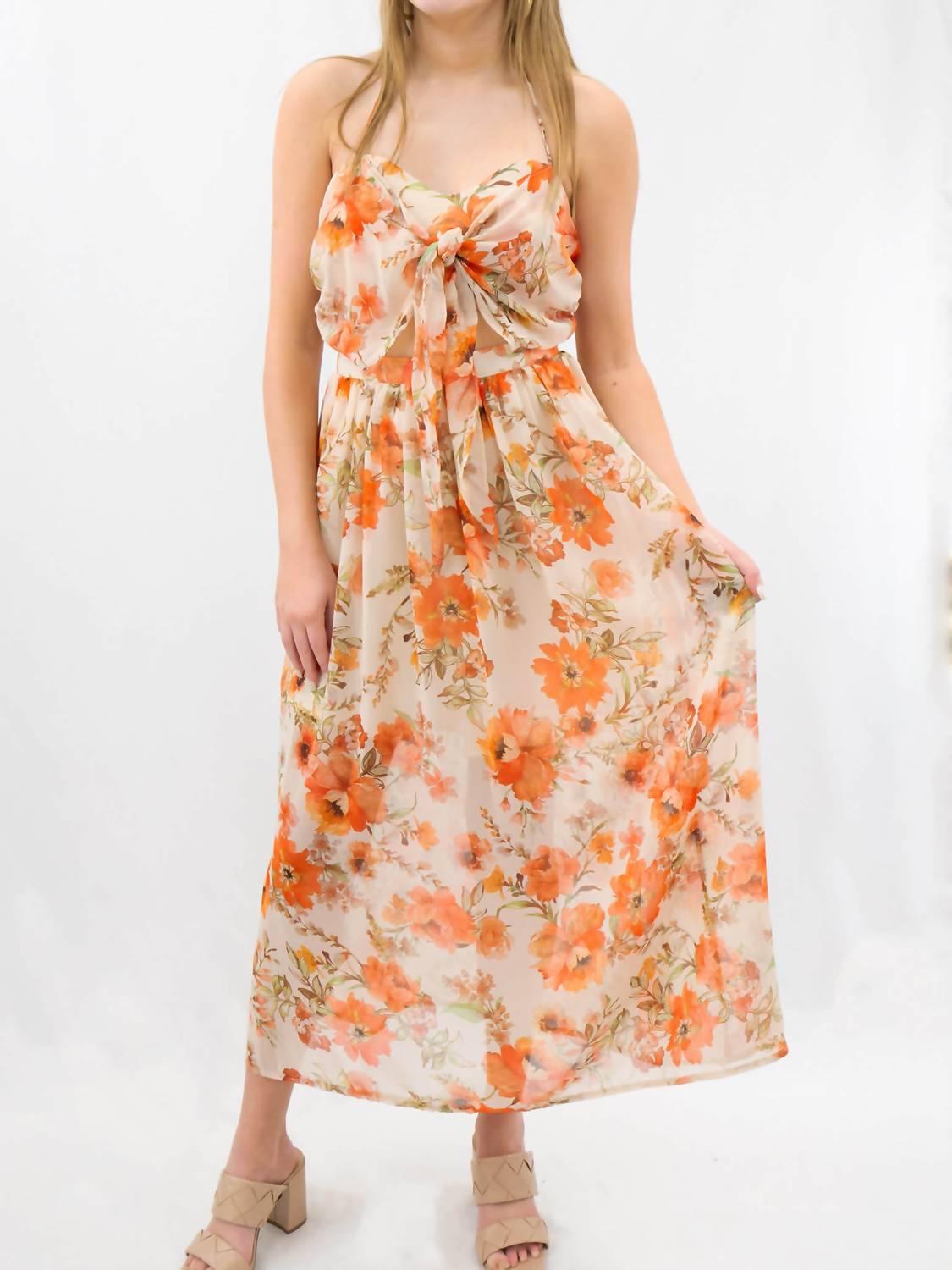 One And Only Collective - Floral Cutout Midi Dress