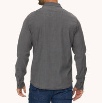 Flags & Anthem Sacramento Long Sleeve Chambray Stretch Shirt in grey - men's shirt - detail view