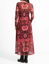 Johnny Was - MESH V‑NECK LONG SLEEVE MAXI DRESS