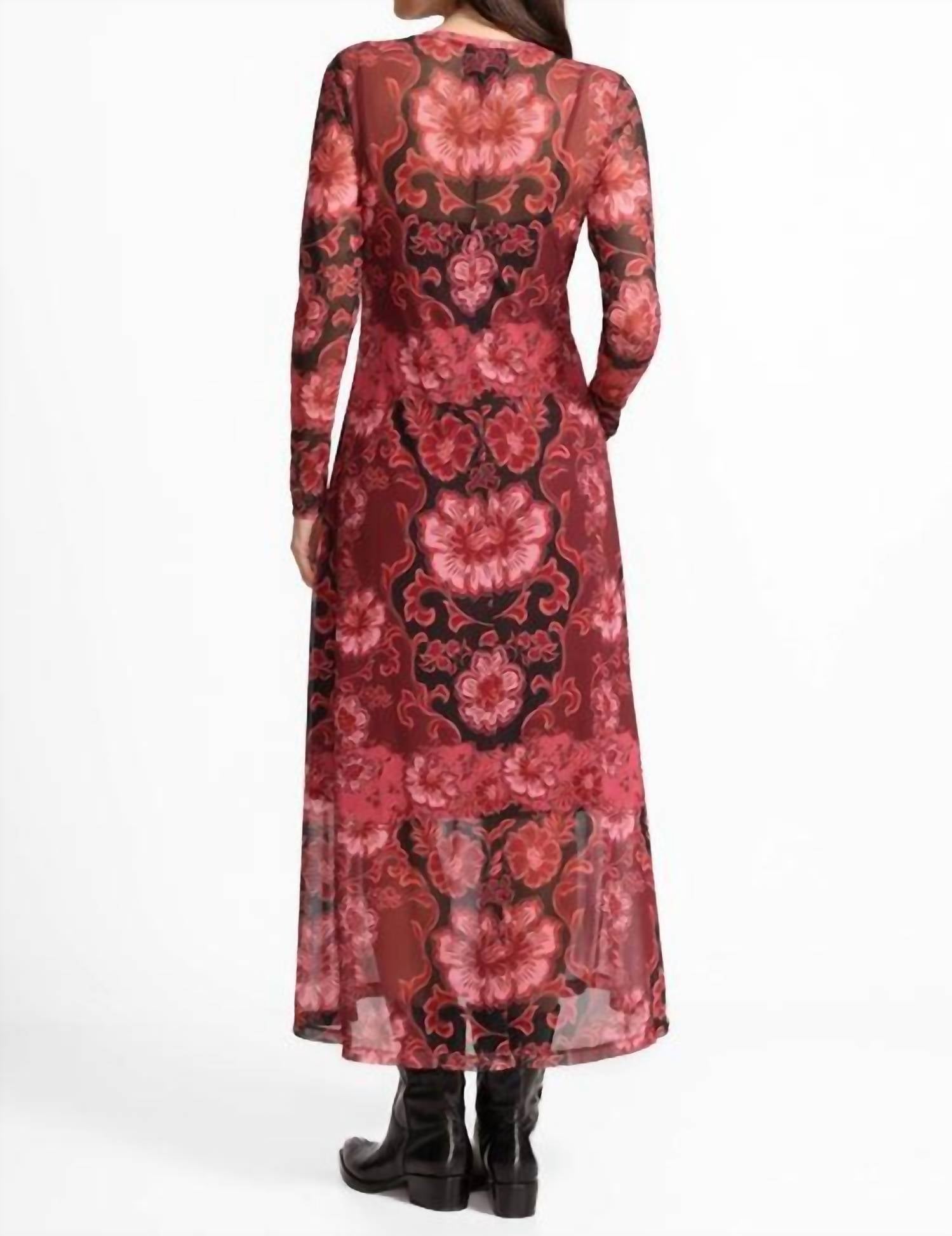 Johnny Was - MESH V‑NECK LONG SLEEVE MAXI DRESS