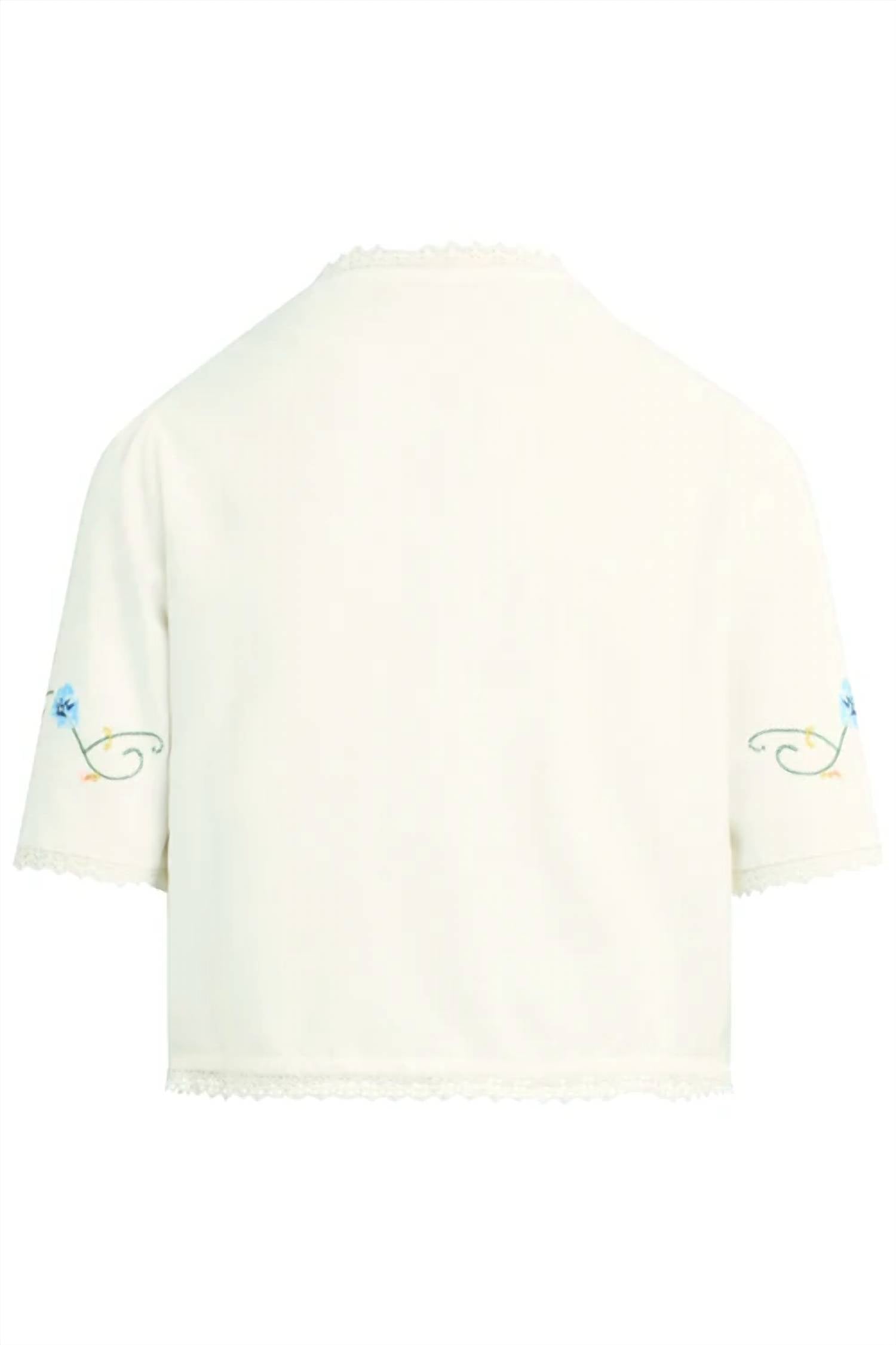 Bila77 - Women's Marilla Floral Detail Tie Front Top