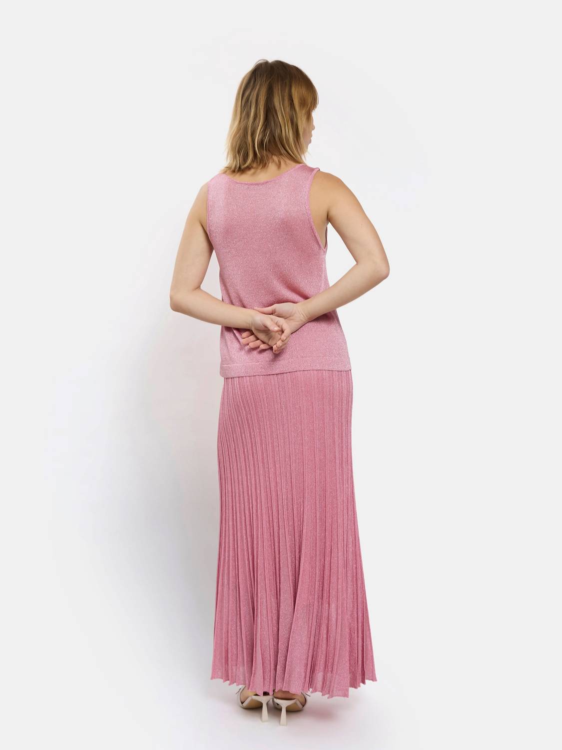 Maison Lurex Women's Gala Lurex Tank Top in malabar rose - women's tank top - alternate view