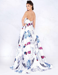 PRINTED BALL GOWN