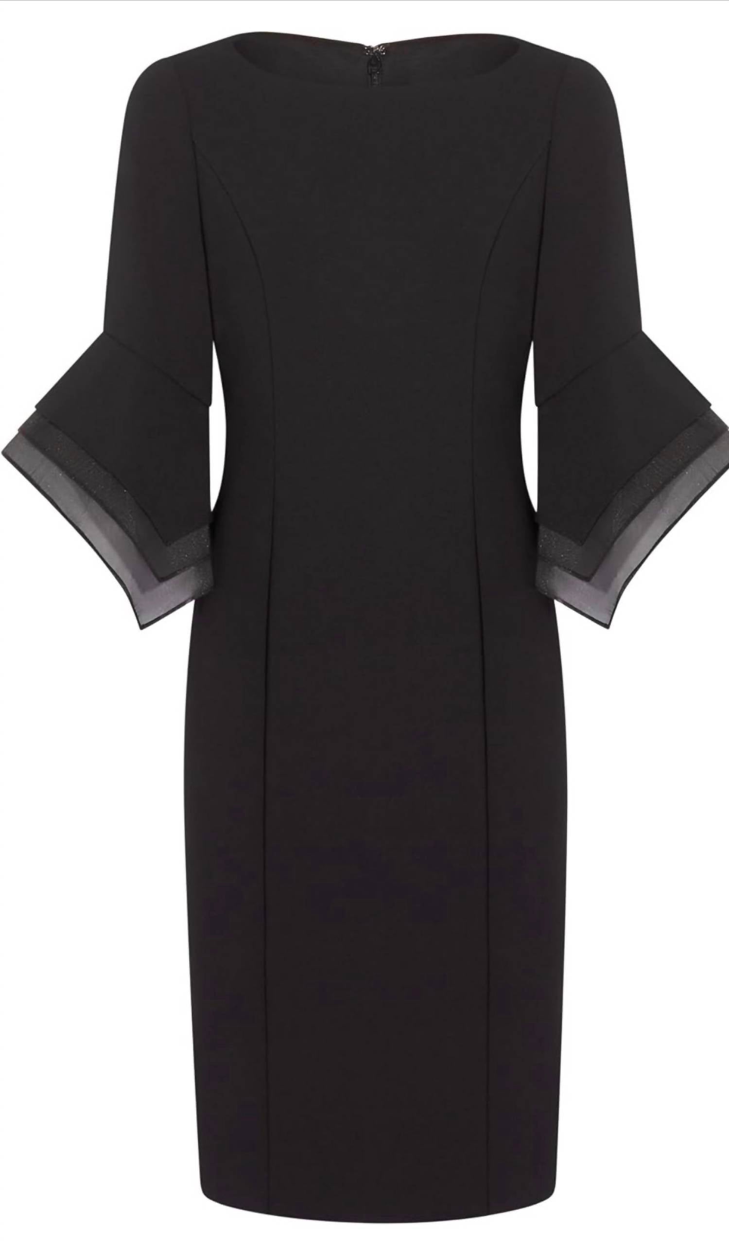 Adrianna Papell - Knit Crepe Tiered Sleeve Dress