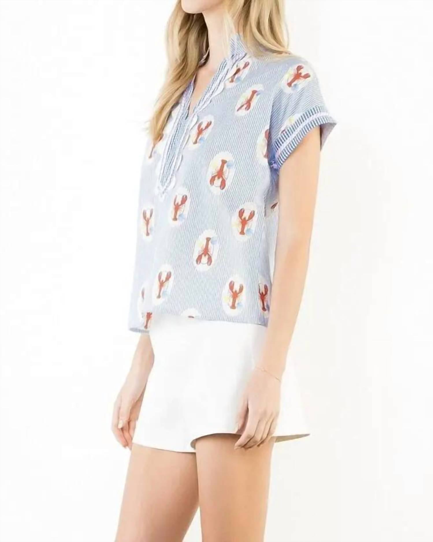 Thml - Lobster Print Gingham Trim Top