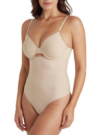 TC Fine Intimates Sleek Essentials High-waist Thong in warm beige - women's intimate