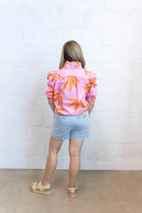 Karlie - Palm Leaf Floral Ruffle Top