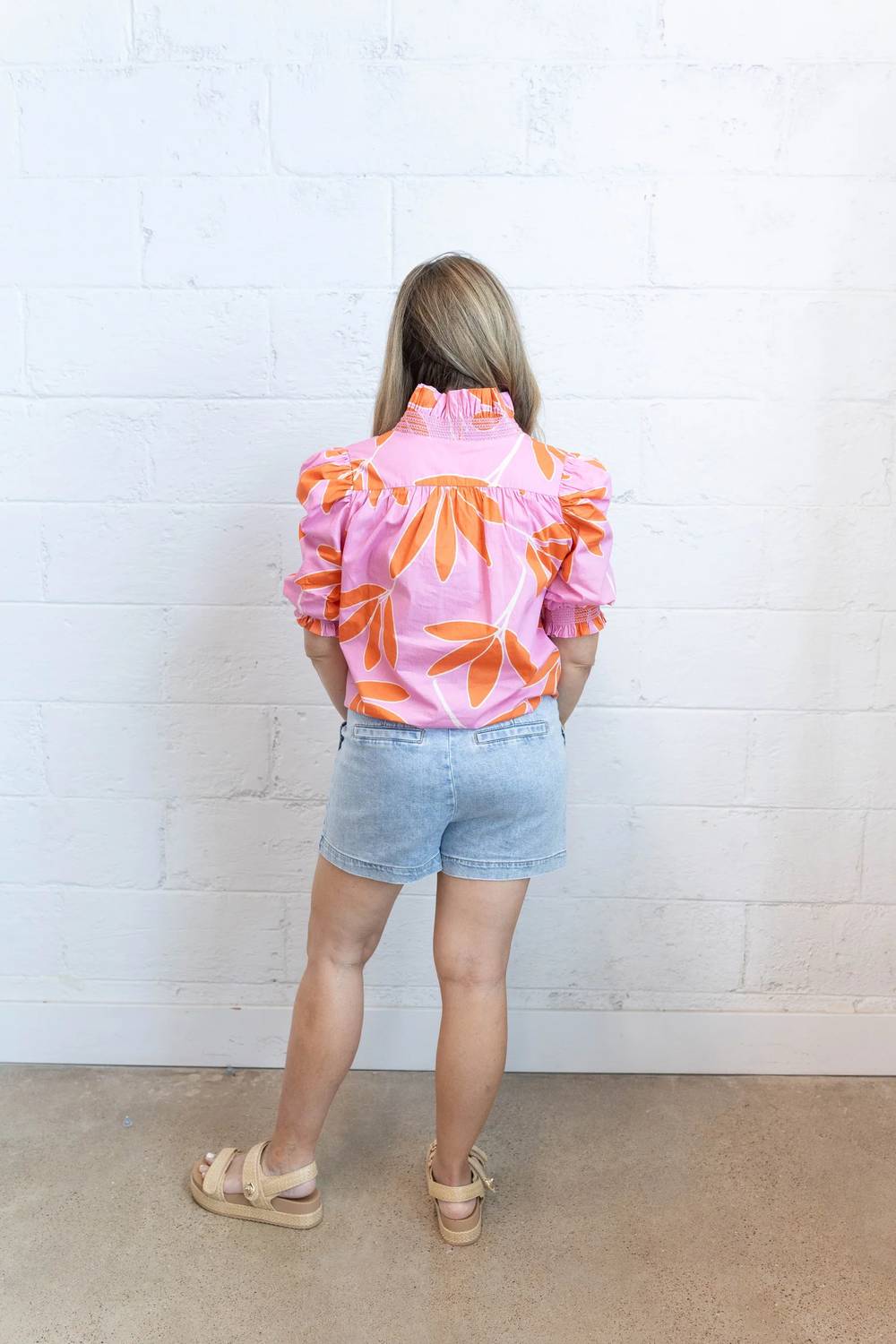 Karlie - Palm Leaf Floral Ruffle Top