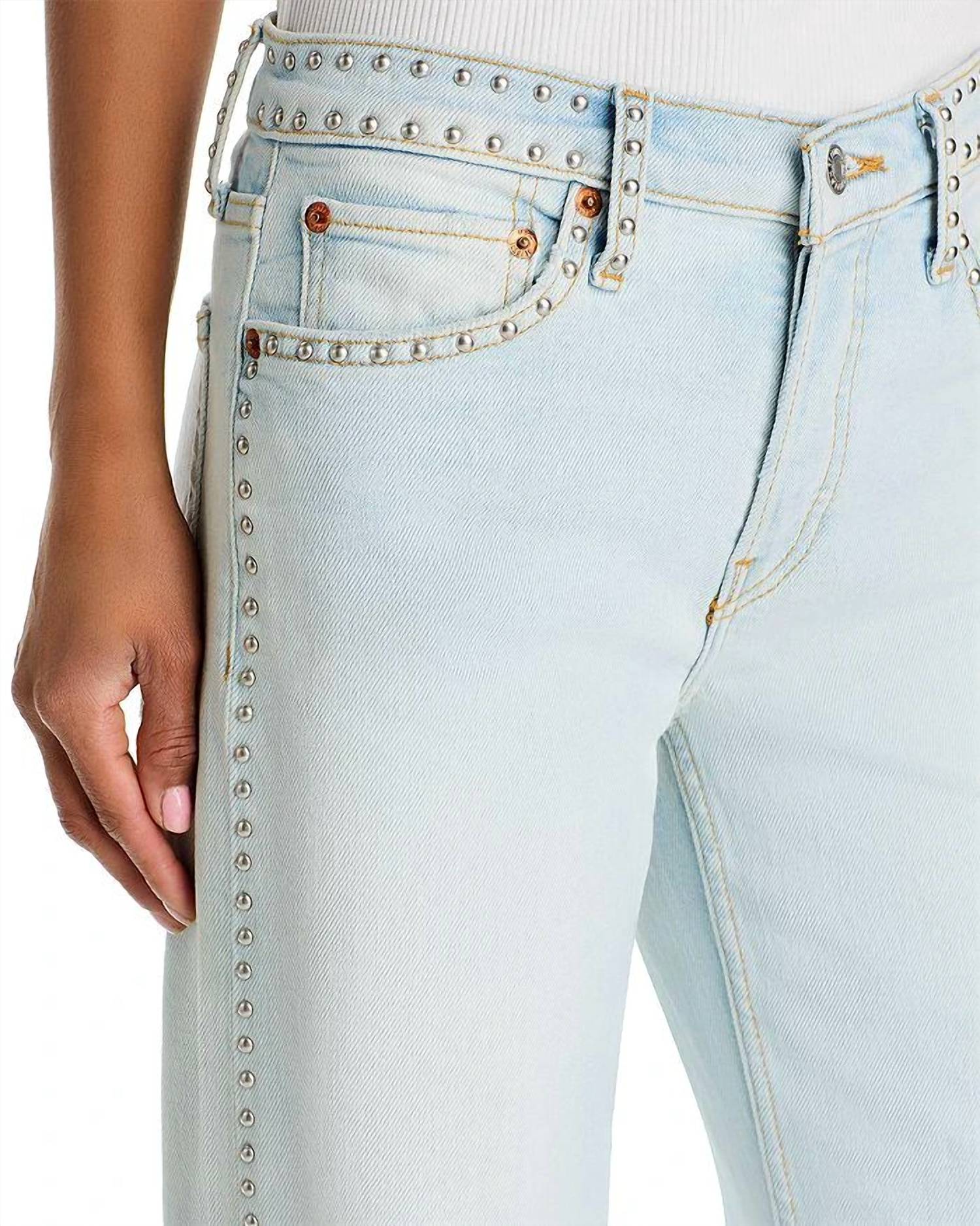 Re/Done - Studded Mini Rise Wide Leg Jeans