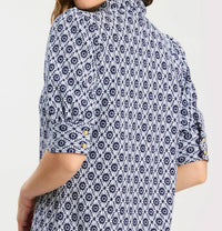 Tyler Boe Alicia Knit Dress in blue white stain glass - women's dress - alternate view