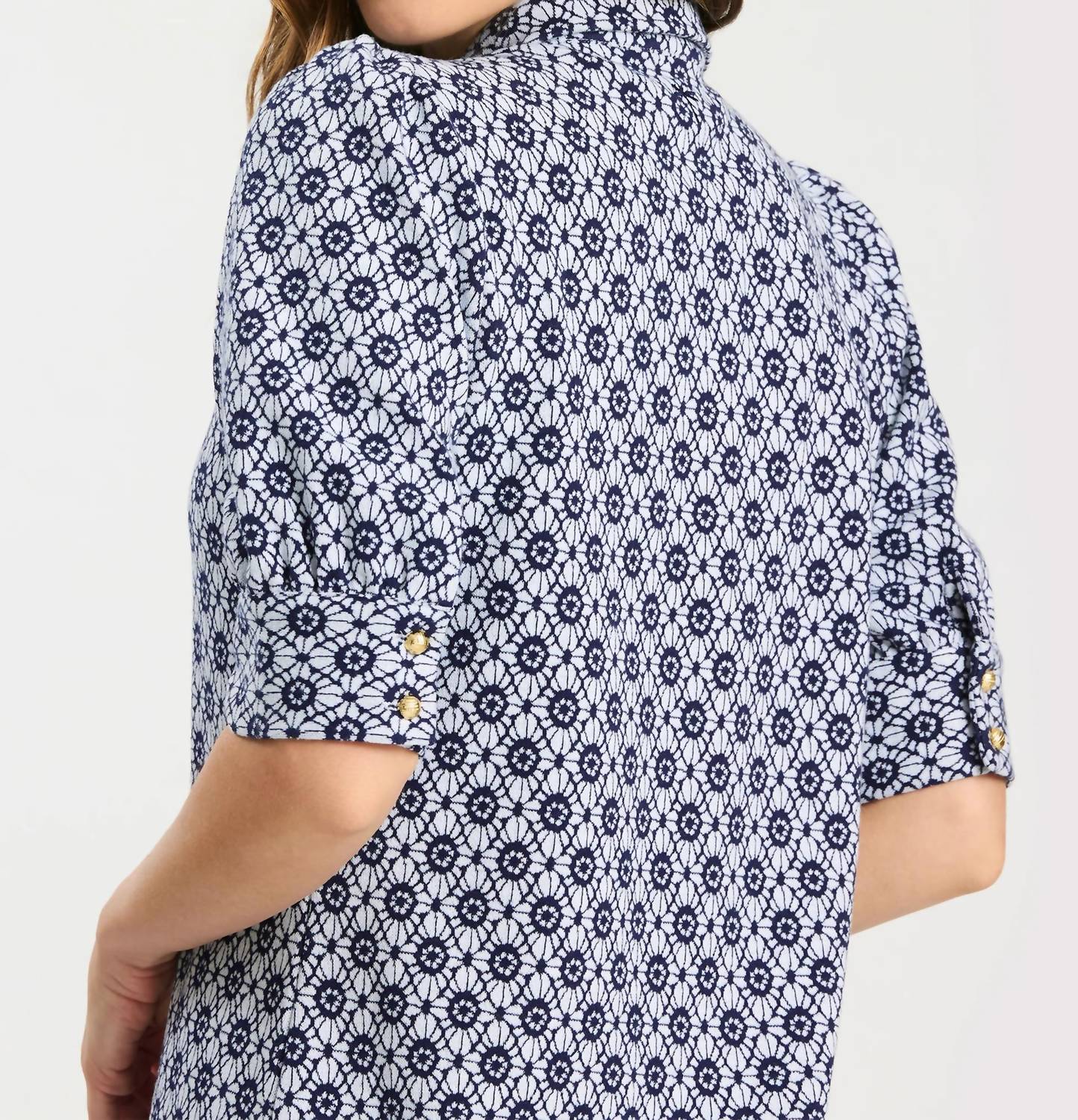 Tyler Boe Alicia Knit Dress in blue white stain glass - women's dress - alternate view
