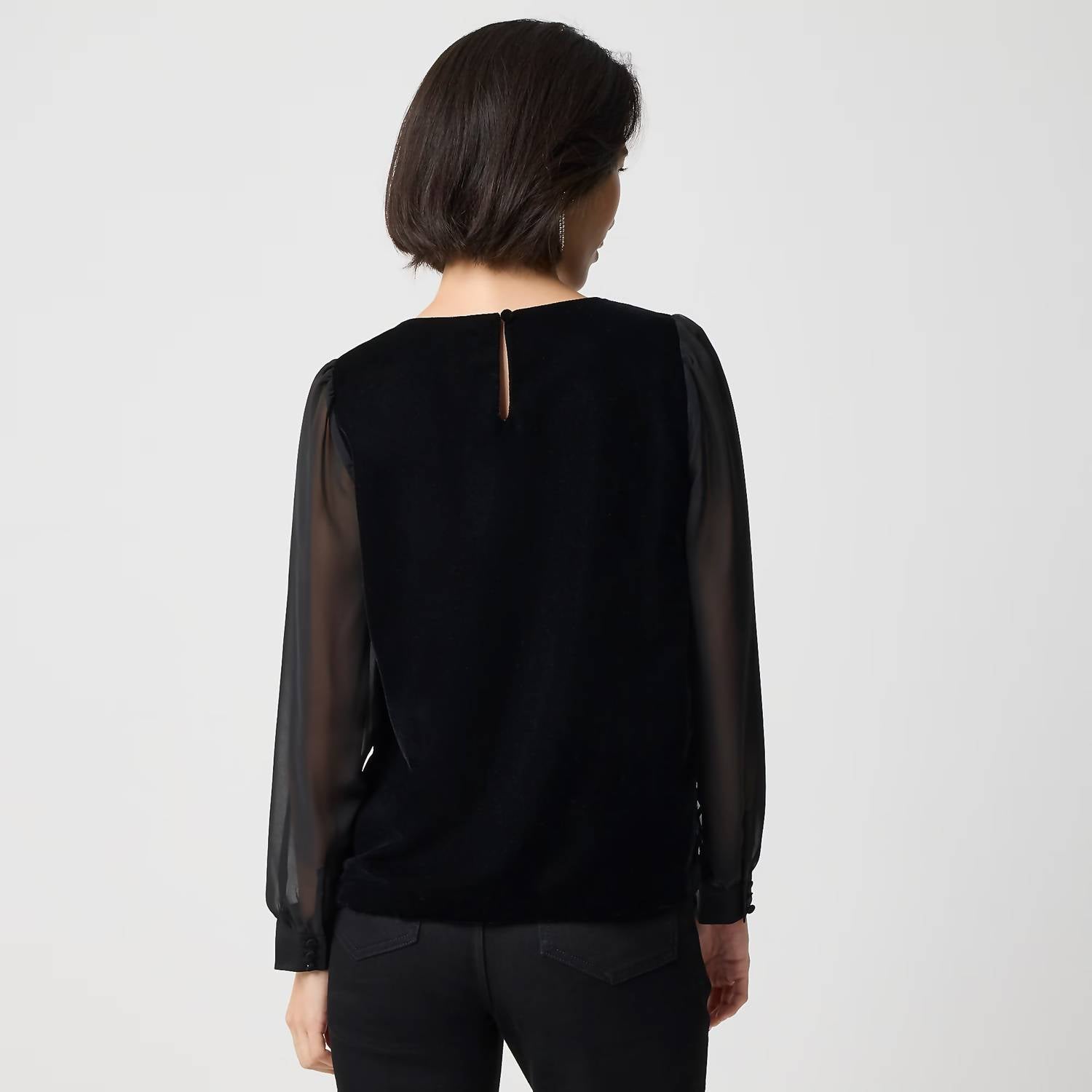 J.Crew - Velvet Puff-sleeve Top