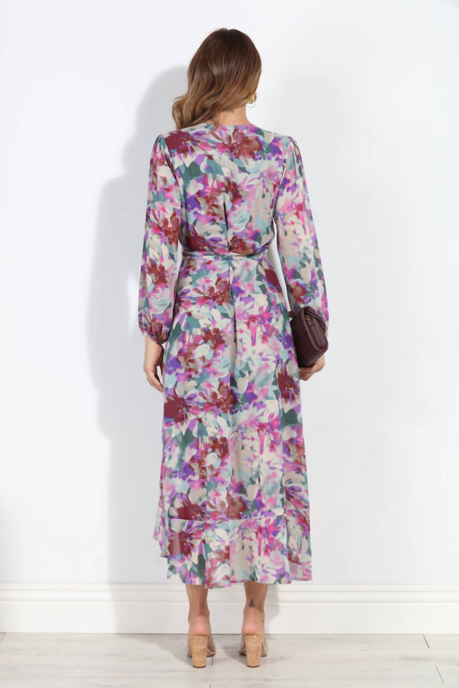 Veronica M - Cassandra Chiffon Ruffle Wrap Dress